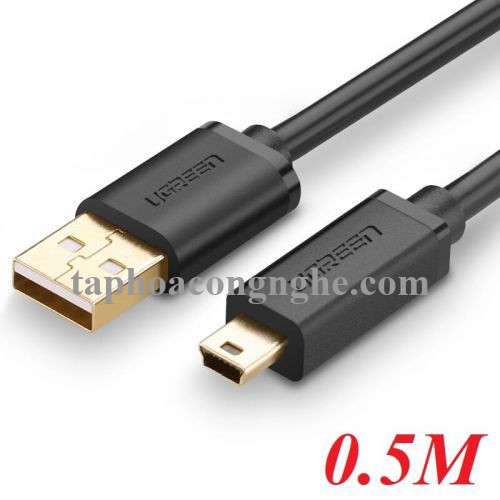 Ugreen 10354 0.5M màu Đen Cáp sạc truyền dữ liệu USB 2.0 sang MINI USB đầu mạ vàng US132 30010354